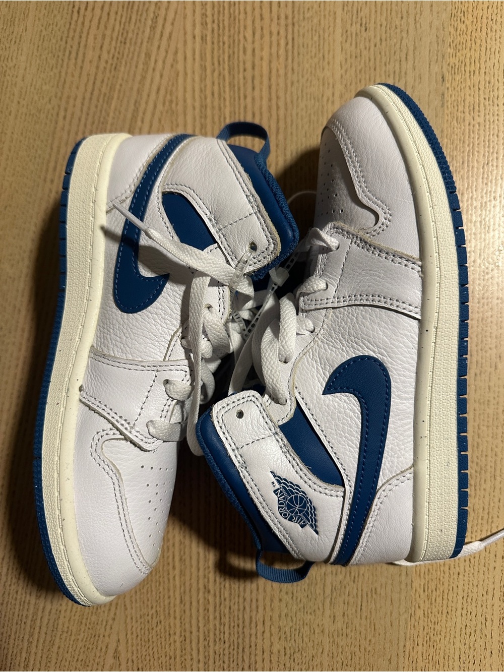 Nike Kids White and Royal Blue High-Top Sneakers